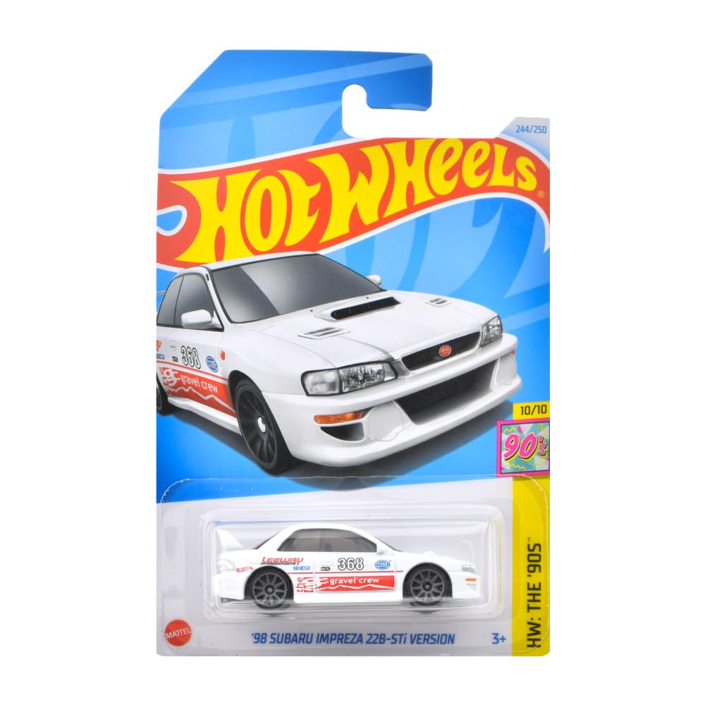 Hot Wheels Базовая машинка Subaru Impreza Версия игрушечного мини-автомобиля для детей от 3 лет и старше Белый HXR30 '98 22B-STi