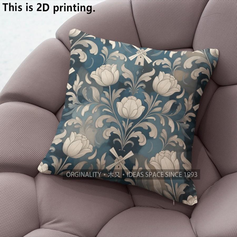 Blue Vintage Floral Pillow Covers Pattern Cushion Cover Suitable for Sofa Bedroom Car Pillow Cover