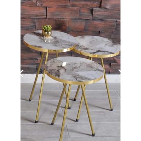 Стол для раскроя, 3 предмета, Золотая металлическая ножка Efes Gold