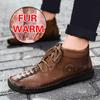 Осенне-зимние мужские кожаные ботинки, плюшевые теплые непромокаемые зимние ботинки, уличные мотоциклетные ботинки, мужские ботильоны