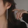 14K Gold Plated Dangle Earrings for Women S925 Silver Trendy Hypoallergenic Long Tassel Drop Lip Block Threader Earrings Jewelry