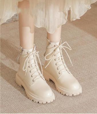 Кожаные ботинки женские осень 2024 новые женские ботильоны с двойной молнией на платформе и толстом каблуке мотоциклетные ботинки женские