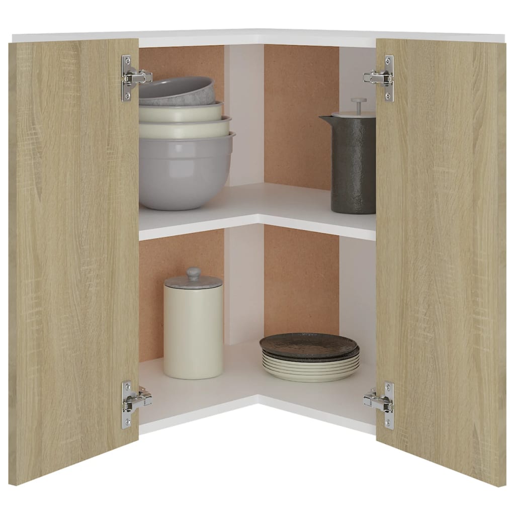 Lyon Corner Wall Mounted Cabinet in Sonoma Oak Finish 57 x 57 x 60 cm Engineered Wood