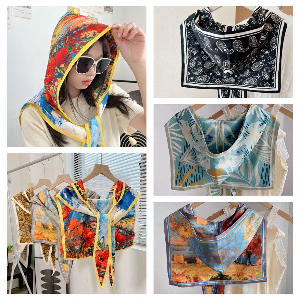 Windproof Summer Hooded Silk Shawl Sun Protection Silk Scarf Hat Sunscreen Scarf Lady