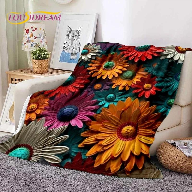 Мягкое фланелевое одеяло Dream Sun Flowers Nordic Daisy для кровати, спальни, дивана, пикника, плед для покрывала, отдыха на свежем воздухе, сна, подарок