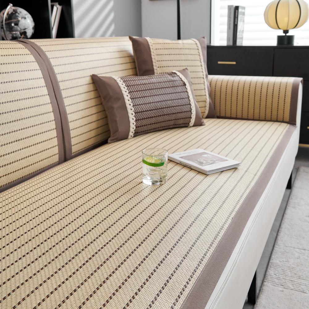 Летняя подушка для дивана Летний коврик Cool Pad Летний коврик из ротанга Ice Silk Гостиная Нескользящая универсальная тканевая кожаная подушка Простая современная