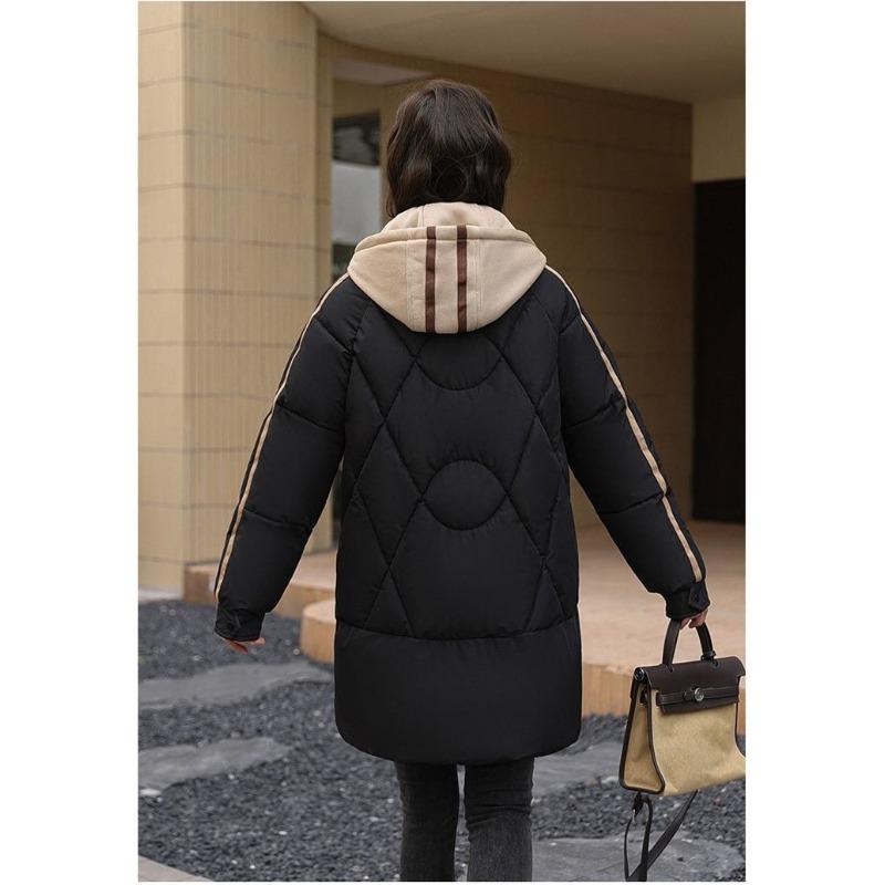 Свободное Теплое Зимнее Пуховое Хлопковое Пальто Женское Длинное Стеганое Пальто Поддельный Двойной Толстое Зимнее Пальто