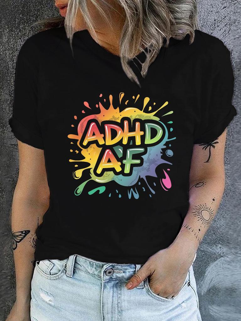ADHD AF Rainbow Splash Graphic T-shirt
