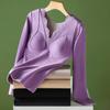 Thermal Bottoming Tops with Built-in Chest Pads DE Velvet Double Layer Warmth Long Sleeve Pullover Tops Solid Color Winter Inner Outer Wear