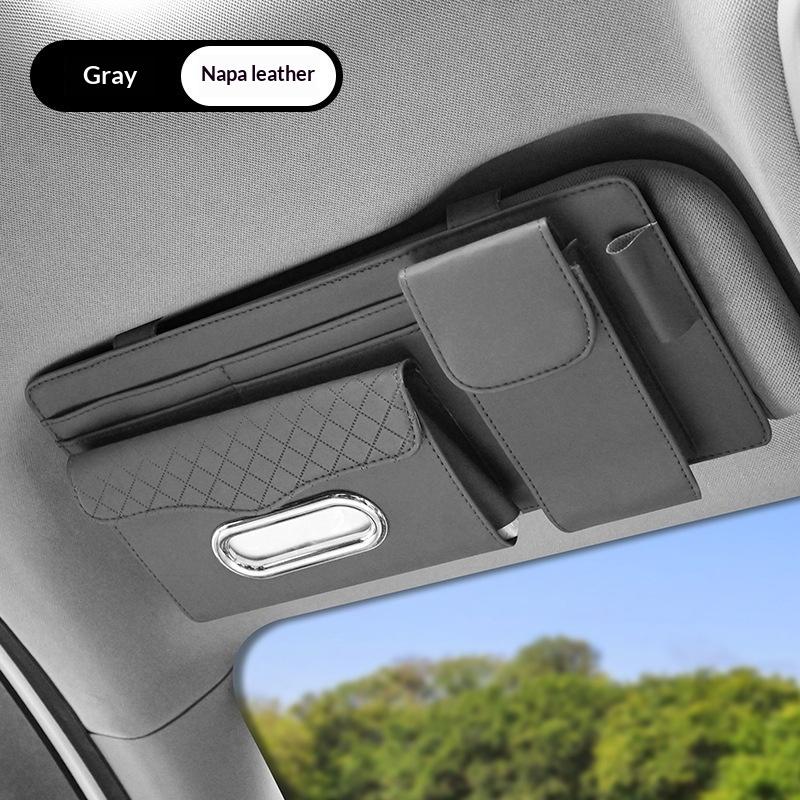 Car Visor Glasses Clip Ticket Card Holder Multi Functional Flip Fur Sunglasses Clip Tissue Bag Storage Organizer