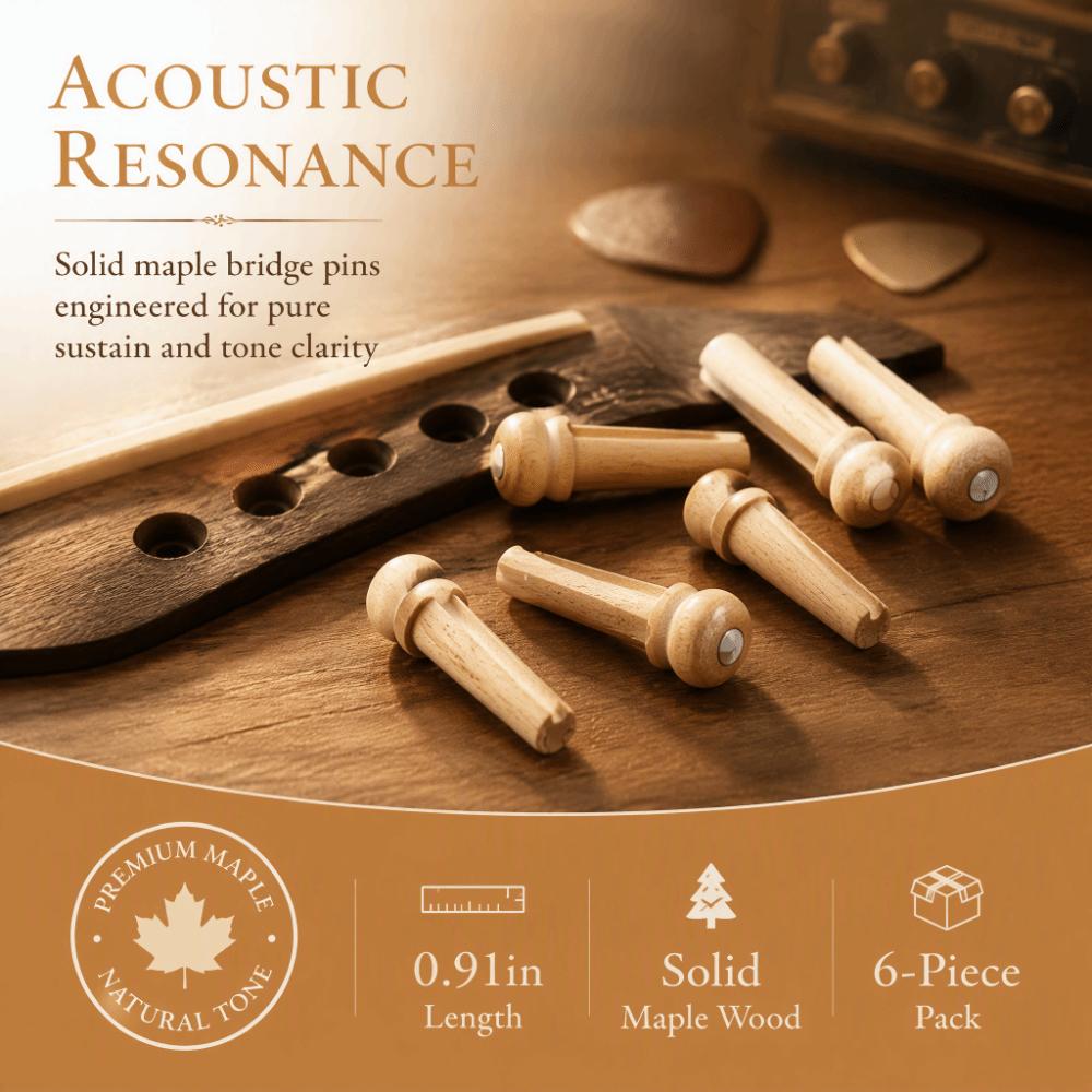 6PCS Wood Bridge Pin Replacement Wood Color Guitar Parts Durable Guitar Bridge Pin For Guitar