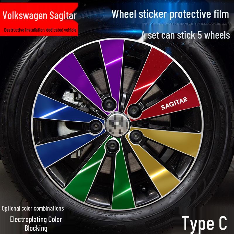 Volkswagen Sagitar Wheel Hub Stickers: Electroplating Color Change, Warning, Scratch Protection