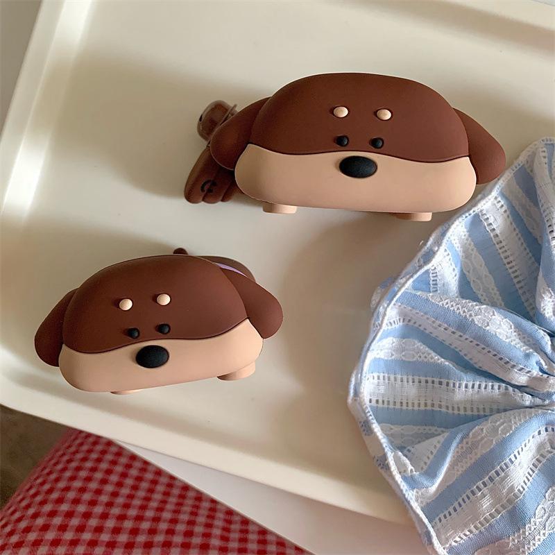 Cute brown dachshund AirPods pro apple bluetooth headset case 1/1/1 generation cartoon silicone case
