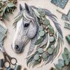 Textile Patchwork Starter Floral Horse Kit, Fabric DIY Crafting Materials Sewing Kit for Adults, Handmade Wall Decor Gift Crafters