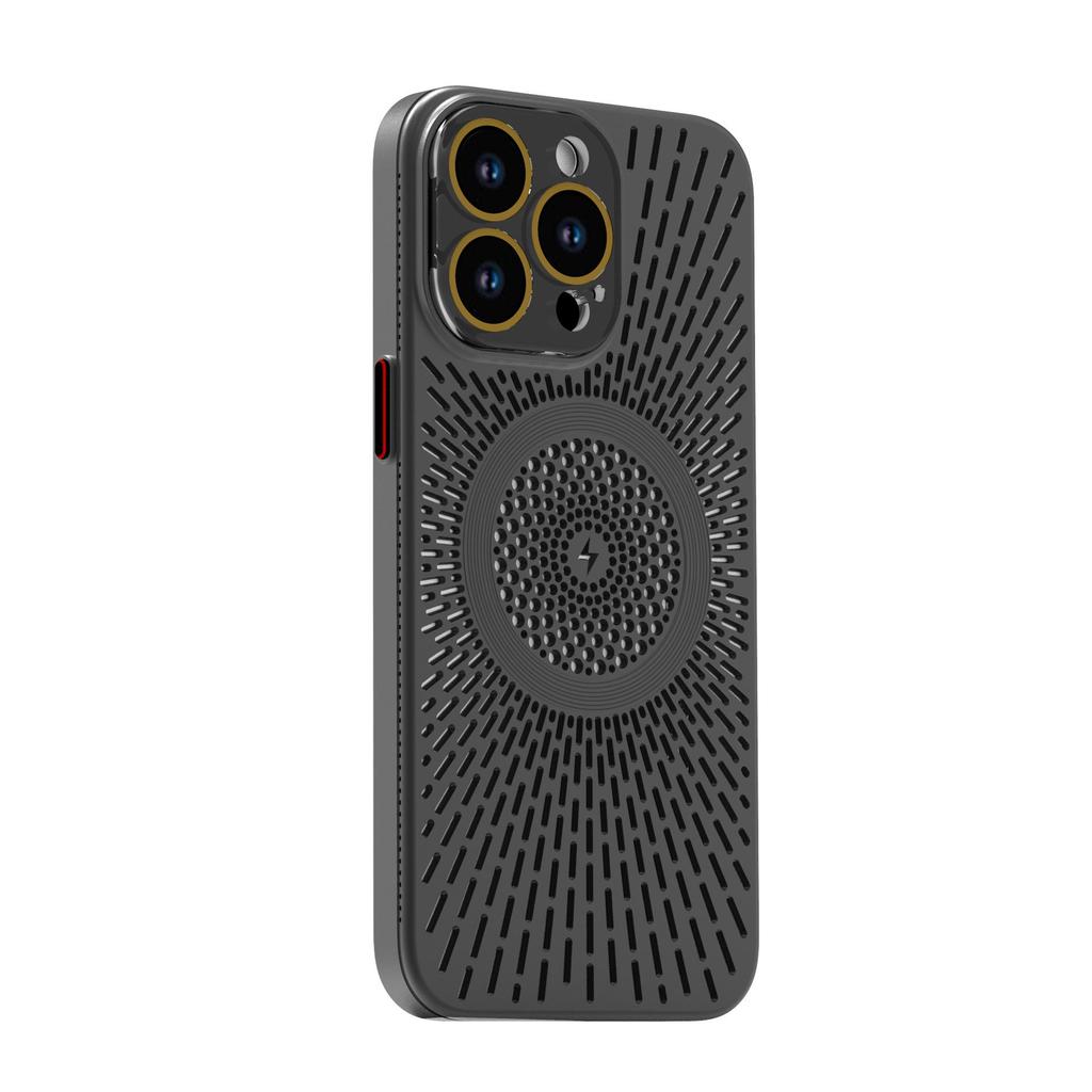 Дышащий сетчатый чехол для iPhone15Pro и 14Pro с функцией рассеивания тепла, магнитная зарядка, защитное покрытие с приятными на ощупь свойствами.