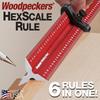 Woodpeckers Hexscale 900MM Woodworking Ruler with Centering R2L L2R Architect Style Rule, 36" / 6-in-1 Stops, Inch, Metric, Scale, & Measurements,