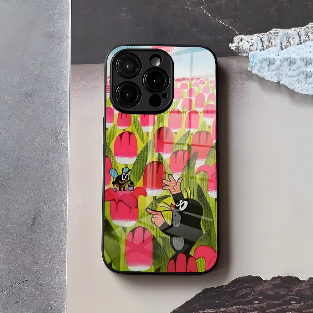 Классический Чехол для Телефона Кртек А Калоткы Для IPhone 17 Air 16 E Pro Max 15 14 13 Mini 12 Pro 11 Max Plus Черная Стеклянная Крышка