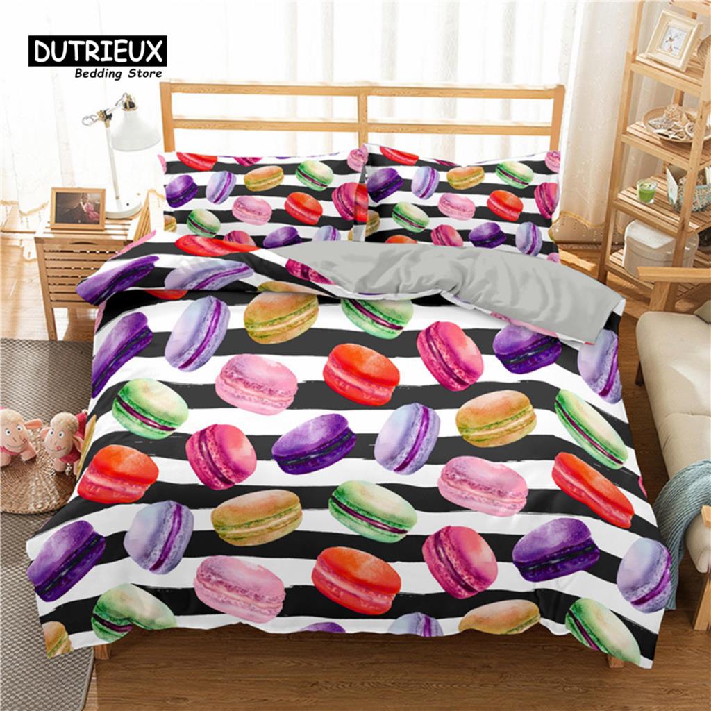 Мягкий милый комплект пододеяльников с пончиками, комплект постельного белья с десертной тематикой для девочек и мальчиков, подарки из микрофибры, забавный мультяшный комплект со вкусной едой, пододеяльник