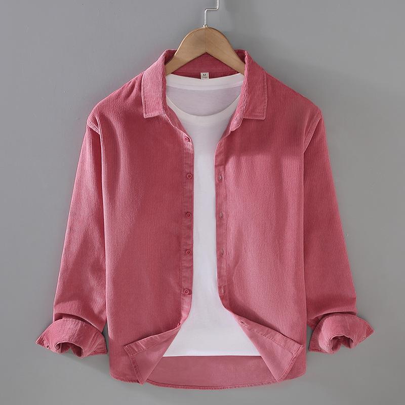 Мужская вельветовая рубашка-куртка с длинным рукавом: Повседневная рабочая одежда, однобортная, многослойная верхняя одежда