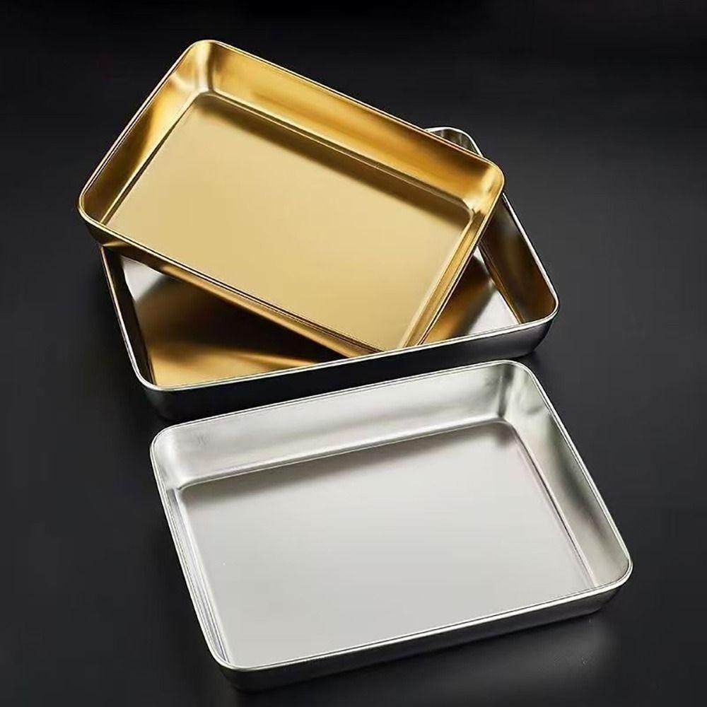 Stainless Steel Cake Tray Gold Silver Storage Tray Durable Multi-sizes Tray for Homes