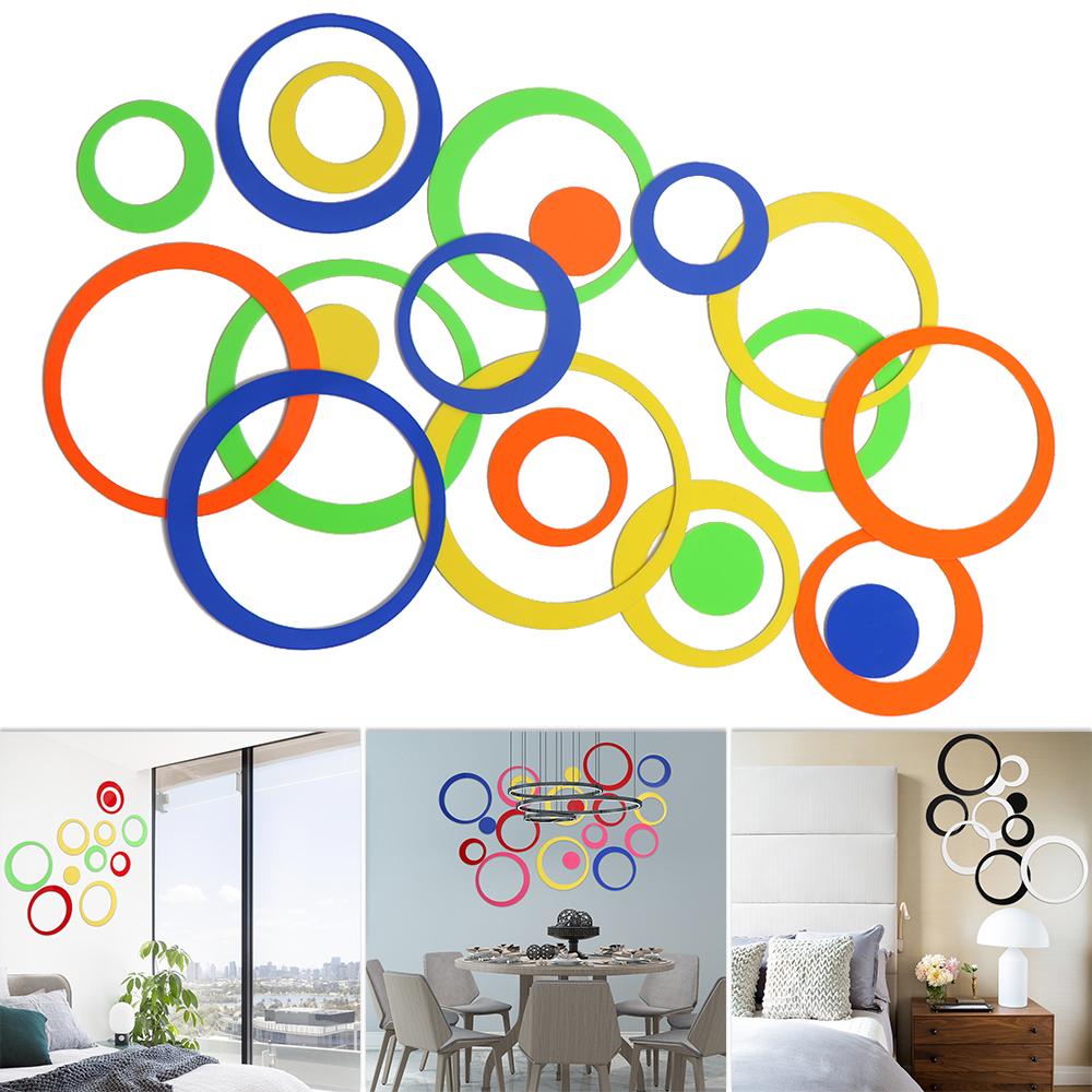 5PCS/Set Removable Home Decor Wall Art Mural Round Decals 3D Circles Wall Stickers