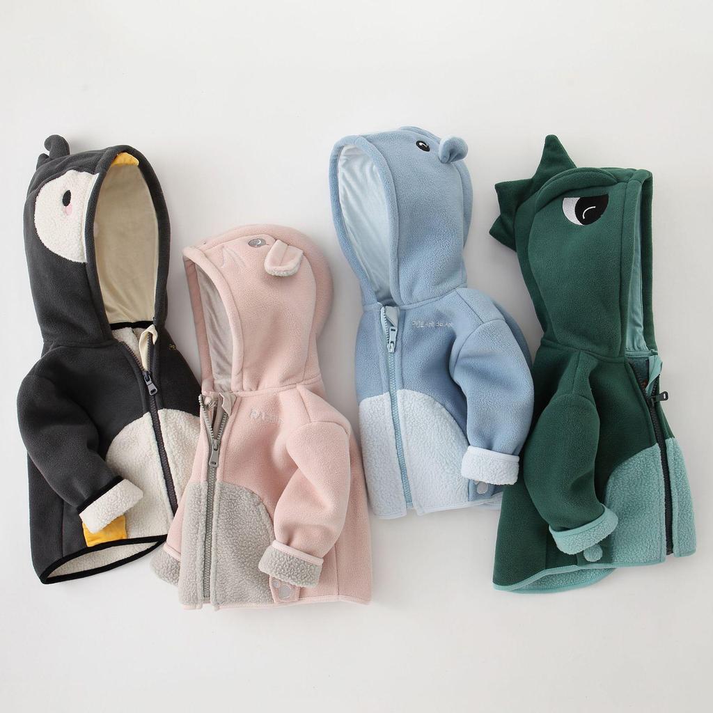 Fleece Jackets for Girls and Boys, Autumn/Winter Kids' and Babies' Hooded Tops, Baby Clothing, Cross-Border.
