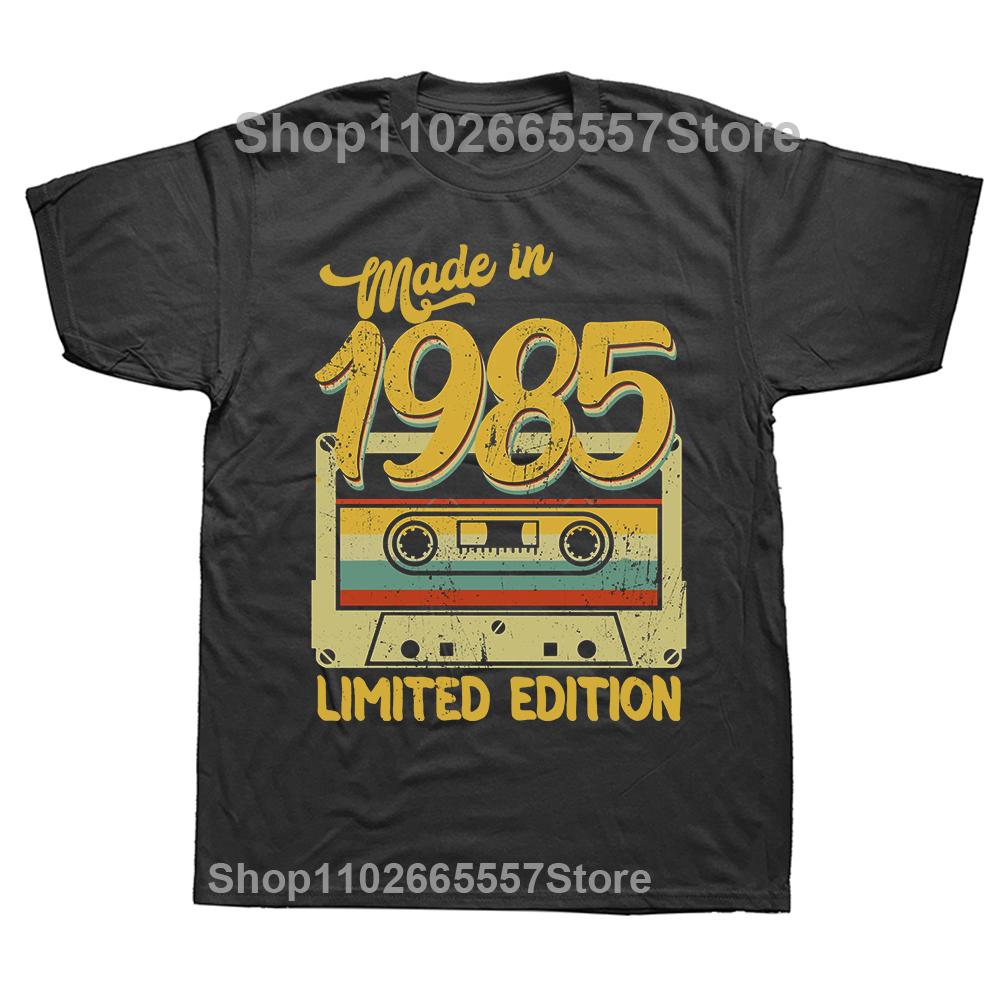 Vintage 1985 Limited Edition Cassette Tape 39th Birthday T Shirt Tee Tops Round Neck Fashion Tshirt Clothing Basic T-shirts