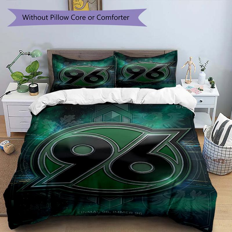 3pcs Duvet Cover Set (1*Duvet Cover + 2*Pillowcase, Without Core), Hannover 96 Football Print Bedding Set, Bedroom Decor, All‑Season, Birthday Gift