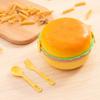 Cute Hamburger Fork Food Container Lunch Box Double Tier Bento Lunchbox
