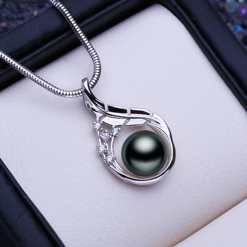 LSOOYH 8-9mm Single Pearl Freshwater Cultured Pearl Pendant Silver Color Dainty Necklaces Jewelry Gift For Women