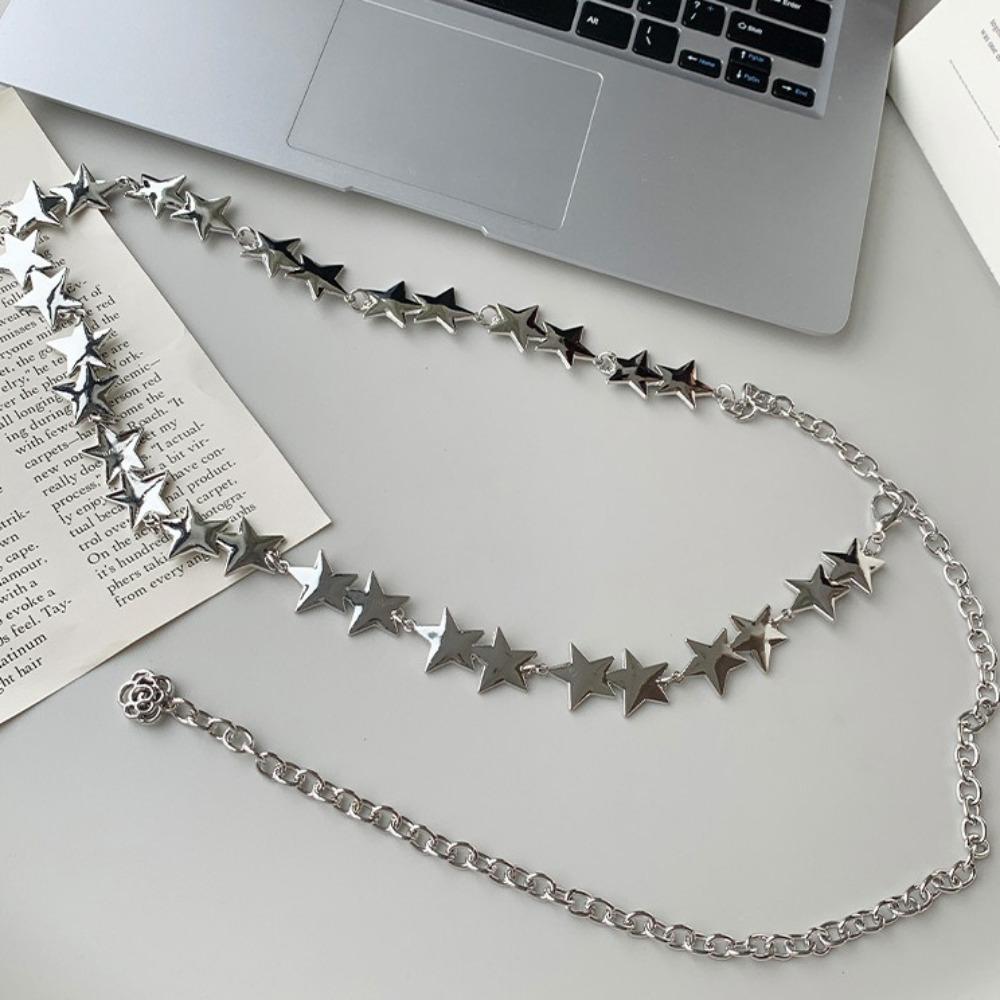 Винтажный женский поясной ремень, женский металлический пояс-цепочка со звездой и пентаграммой, пояс-цепочка с кисточками, женские декоративные украшения для тела