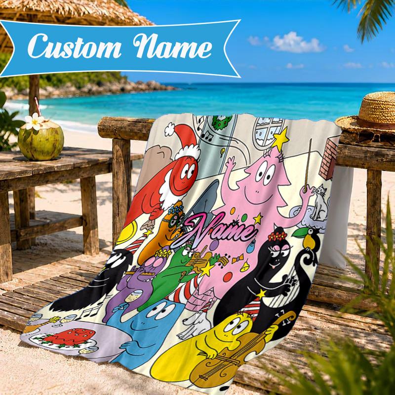 Custom Name Music Barba Adventure Heart In Space Adventure Microfiber Beach Towel, Lightweight for Summer Travel, Swimming Pool Fan Gift