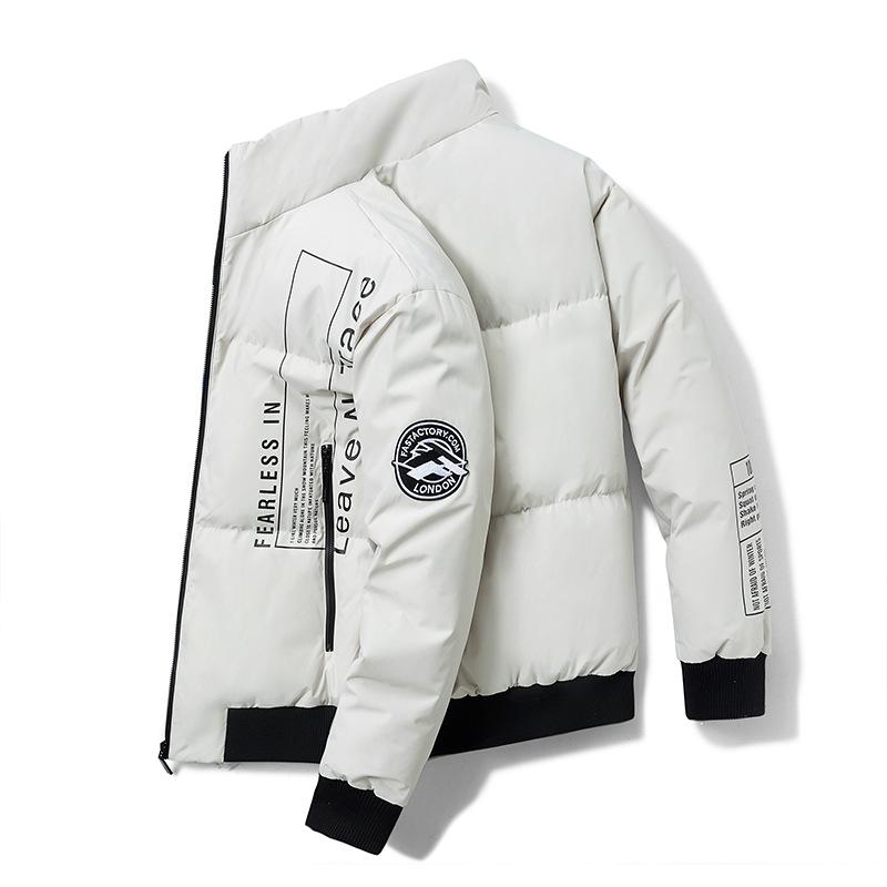 Зимний мужской пуховик средней длины, 90% белый утиный пух, стеганая куртка с капюшоном и воротником-стойкой