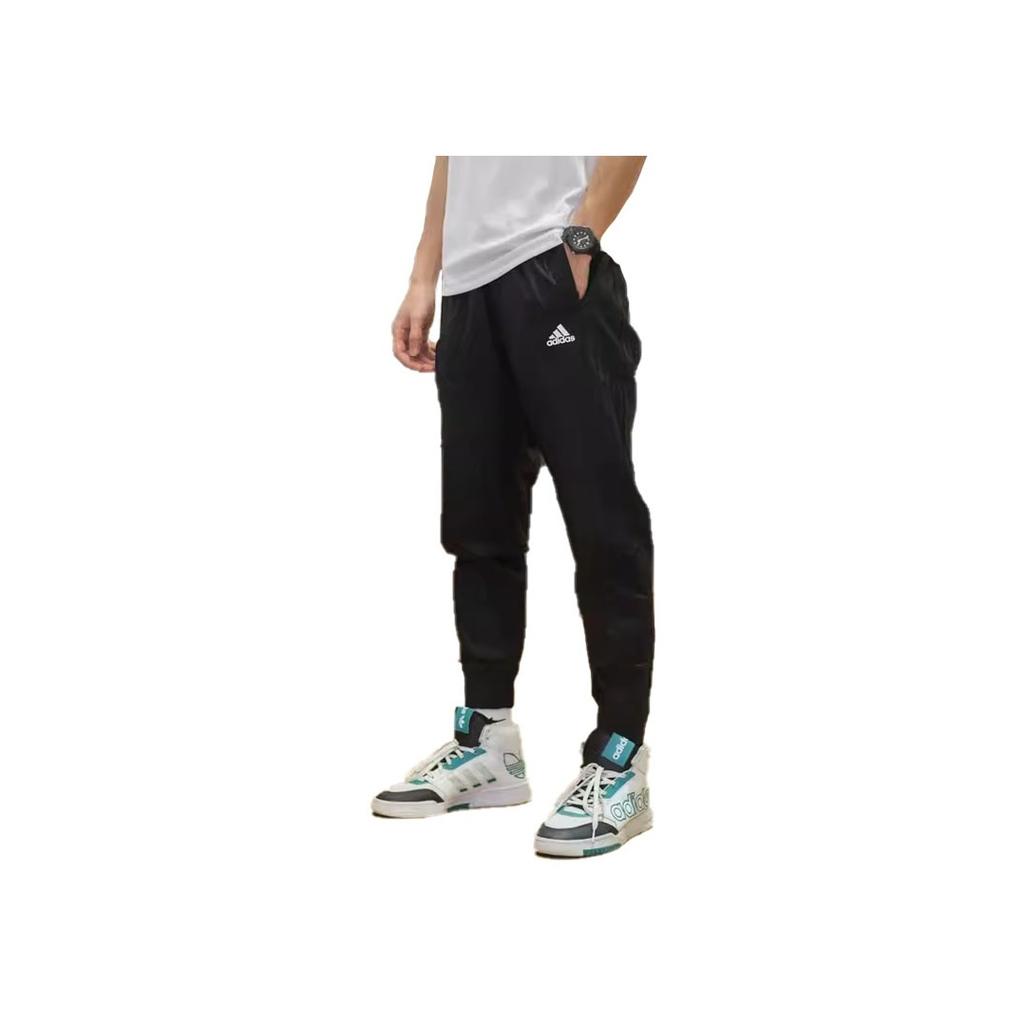 Adidas Summer Woven Pants With Logo Print And Tapered Fit Men Bottoms Black HD0352