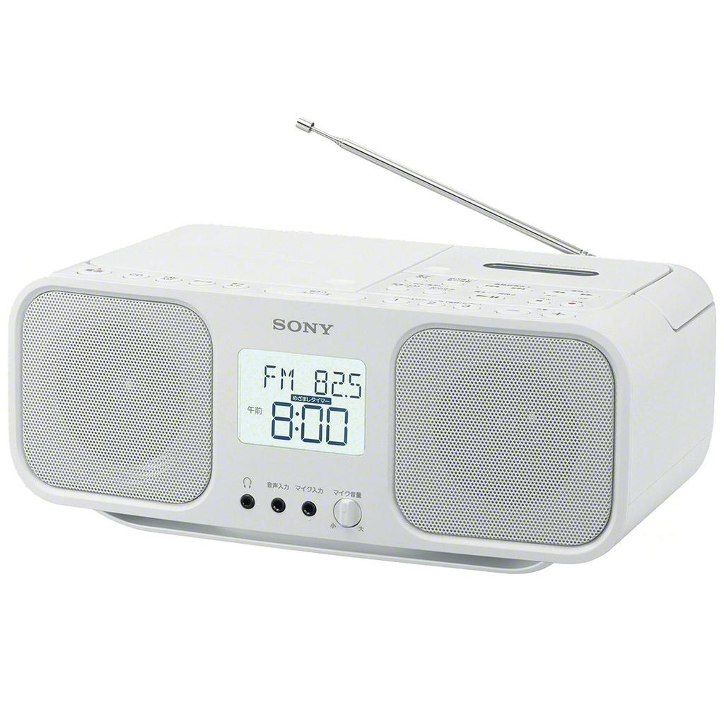 Sony Инфракрасный CD-радиокассетный магнитофон FM с большой батареей, белый W CFD-S401, совместимый с FM/AM/Wide, ЖК-дисплеем/функцией караоке, управляемый, CFD-S401