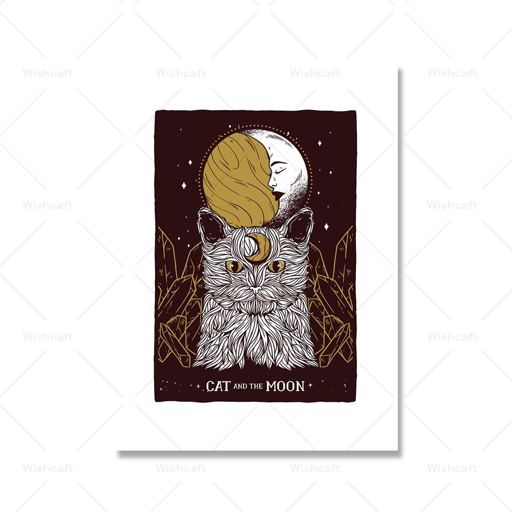 Плакат и печать карты Таро «Инопланетное солнце» Vinatge Moon Cat Canvas Painting Abstract Pictures Kids Room Home Decor