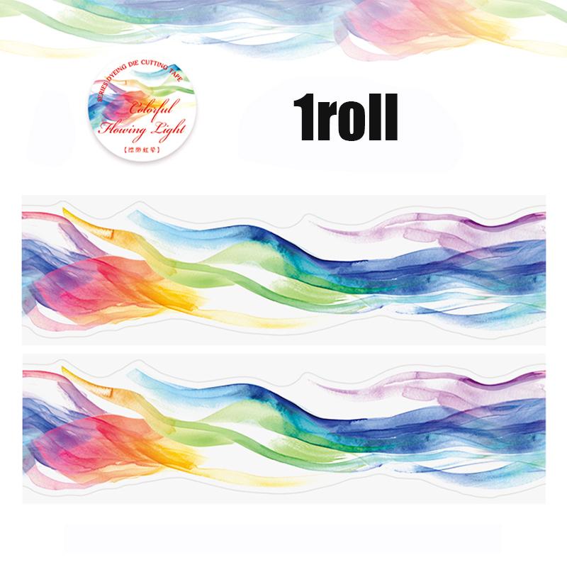 1 рулон радужной градиентной вырубной ПЭТ-ленты для скрапбукинга, DIY-журнала, коллажного искусства, украшения чехла для телефона, блокнота, подарок, рукоделие