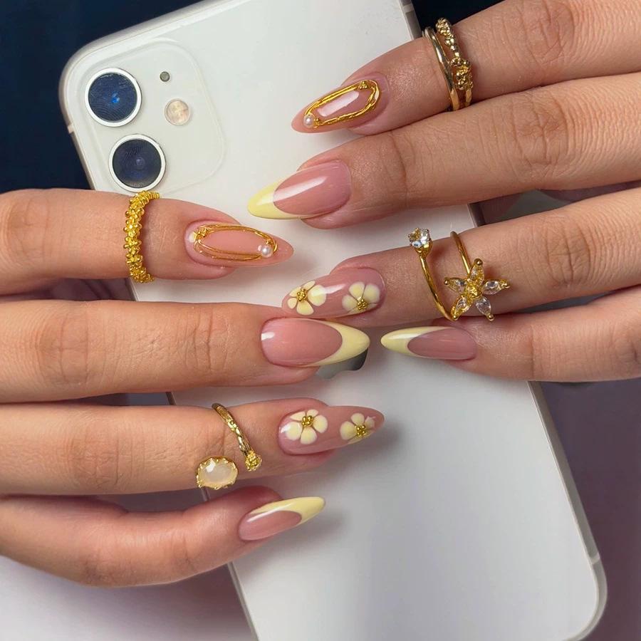 Wearable Manicure European And American Light Luxury French Printing Craft Manicure Nail Pieces