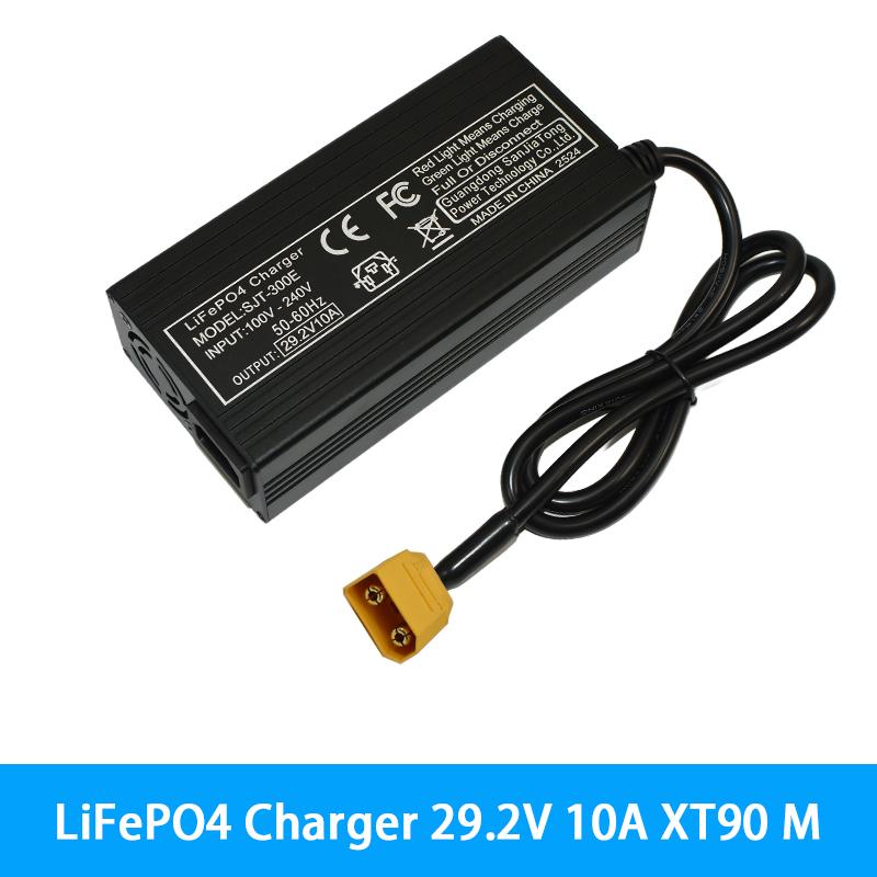 29.2V 8A 10A LiFePO4 Battery Charger For 8S 25.6V 24V LiFePO4 Battery Pack Fast Charger Equipped with XT60 XT90 plug
