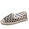 New Ladies Casual Fisherman Shoes Female Tendon Sole Shoes Flat Bottom Straw Woven Hemp Rope Mesh Dot Baotou Half Drag456