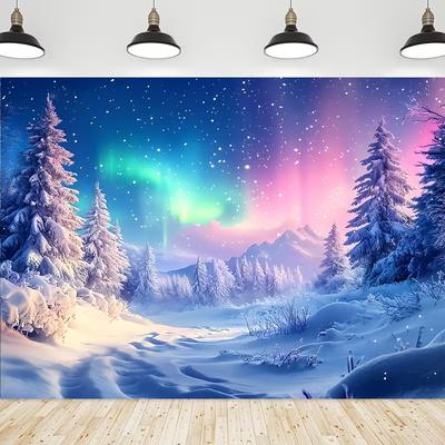 2D Фотозона «Зимняя страна чудес», Снежный лес и Северное сияние