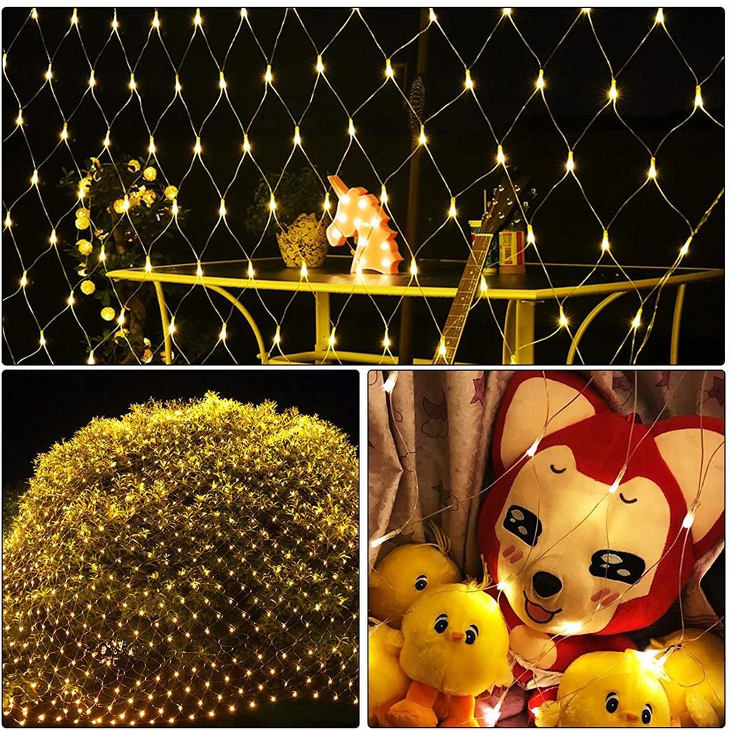 Net Lights, Outdoor Net String Lights 192LED 3*2 Meter 8-Modes with 30V Safe Voltage for Christmas Wedding Garden Decorations