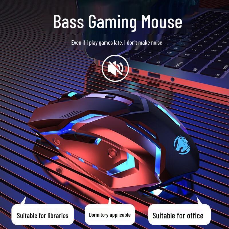 EWEADN GX710 Silent Wired Gaming Keyboard & Mouse Set with Orange Backlight