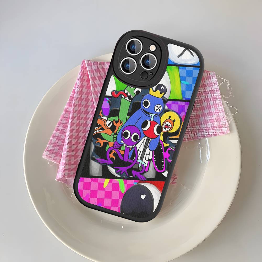 Мультяшный R-Rainbow Friends Для IPhone 16 15 14 13 12 11 Pro Max Plus Кожаный Чехол для Телефона