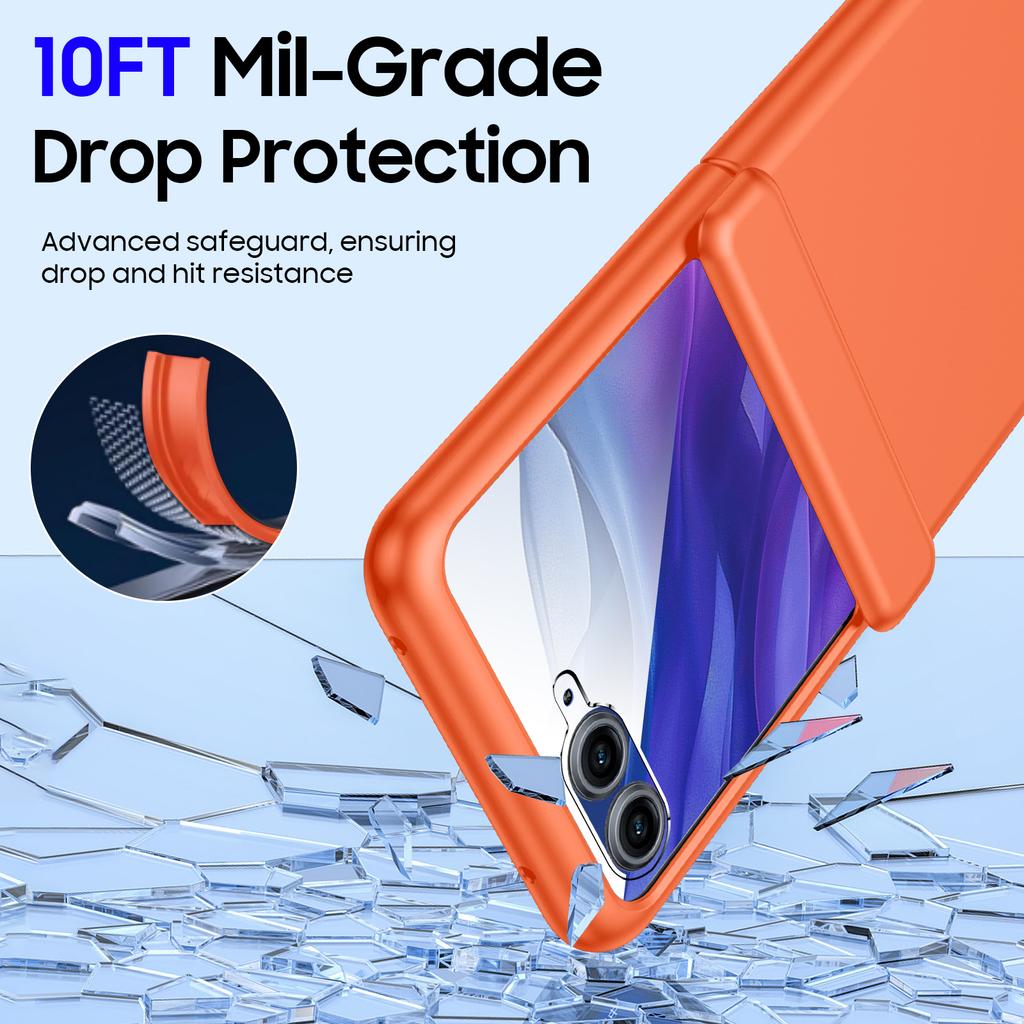 for Motorola Razr 50 Ultra 2024 With Hinge Protection,Screen Protector,Full-Body Rugged Anti-Scratch Shockproof Phone Case-Orange
