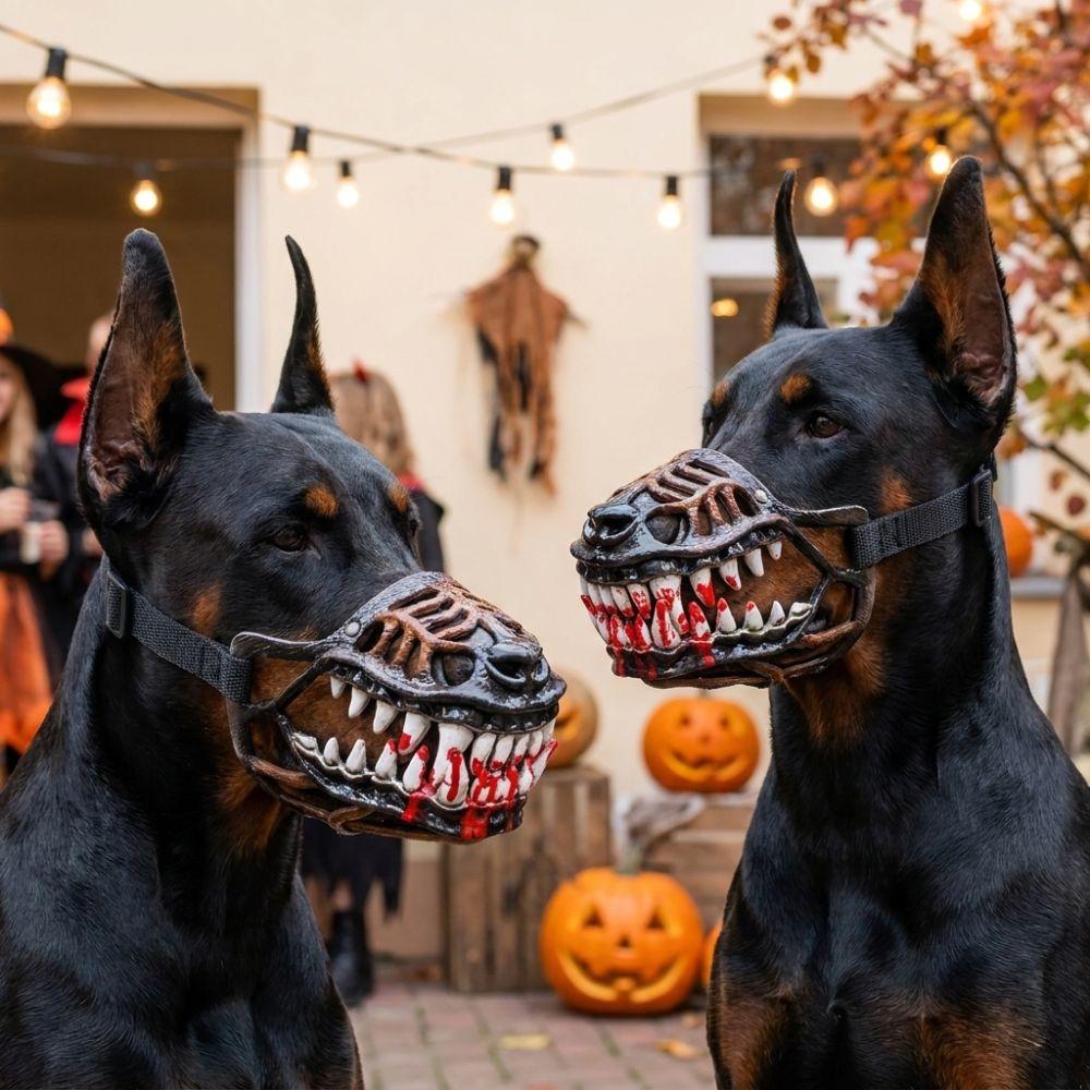 Adjustable Straps Latex Dog Half Face Mask Movable Teeth Funny Animal Mask Photo Props