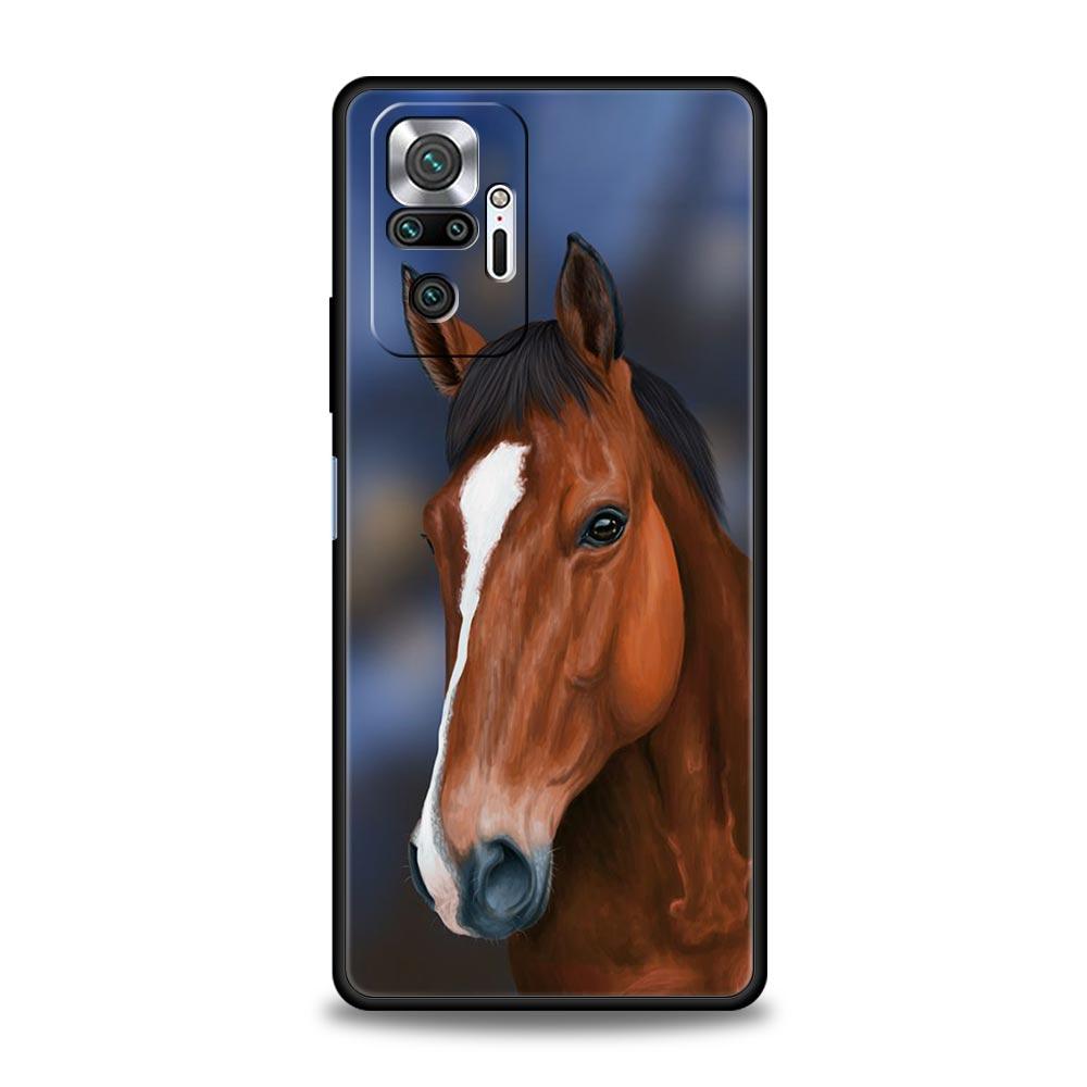 Чехол для телефона с изображением животного Лошадь для Redmi 14C 10C Note 15 14 13 12 10 11 K40 Pro Plus 5G Мягкий ТПУ Ударопрочный Корпус Funda Capas Сумка