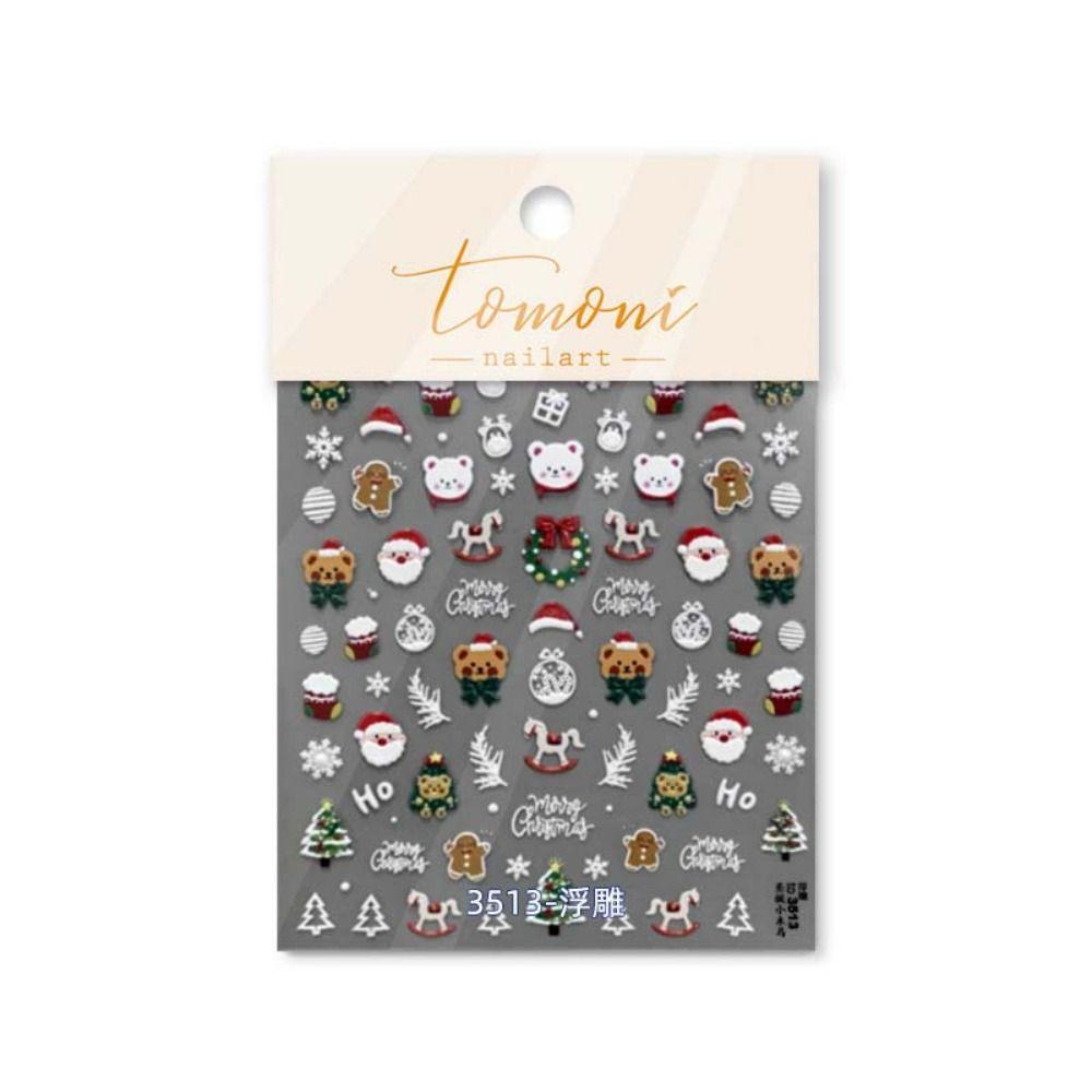 Embossed Stickers Christmas Nail Decals Christmas Nail Charms Christmas Nail Decorations  Winter