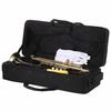 Juspins Trumpet Bb Flat, Brass Gold Finish, Exquisite and Durable Instrument with Mouthpiece, Gloves, Strap, and Case