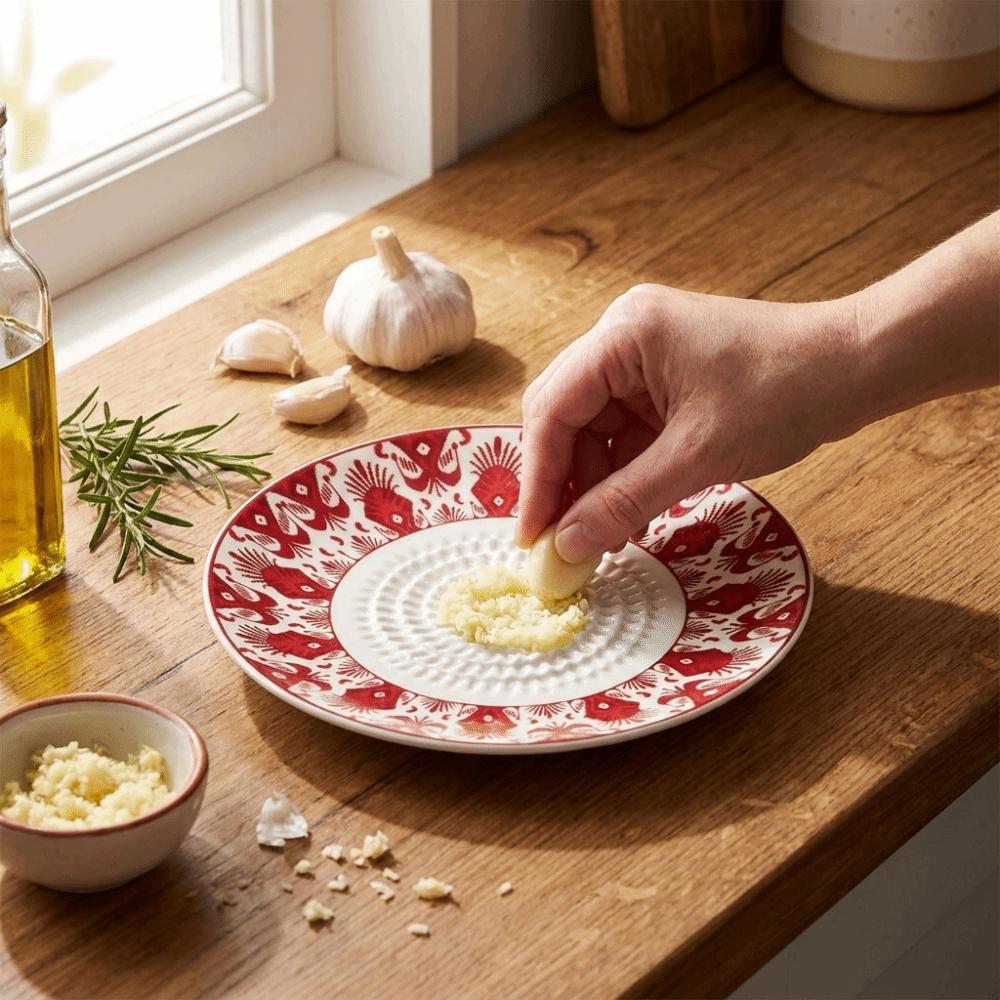 Floral Garlic Grater Plate Easy Clean Garlic Masher Eco-Friendly Ceramic Grater Vegetable Grinding